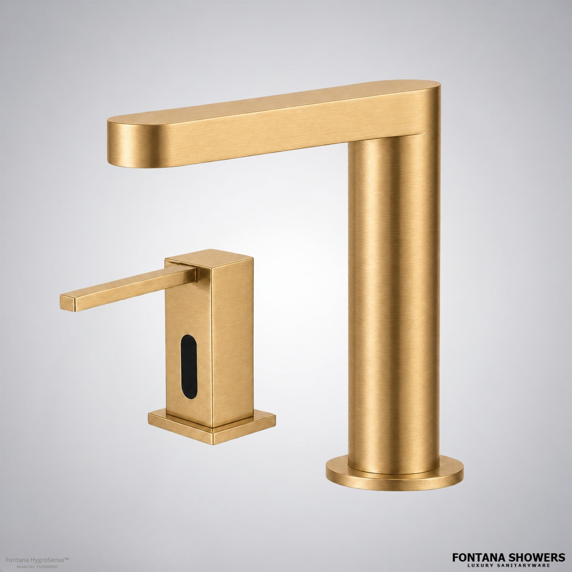 Fontana HygroSense Edition Brushed Gold Modern Touch-Free Deck Faucet with Soap Dispenser